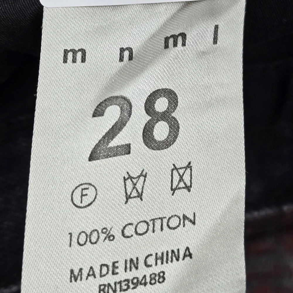 MNML Men Jeans 28 Black Denim Skinny Skeleton Patchwork Emo Goth Grunge Y2K READ